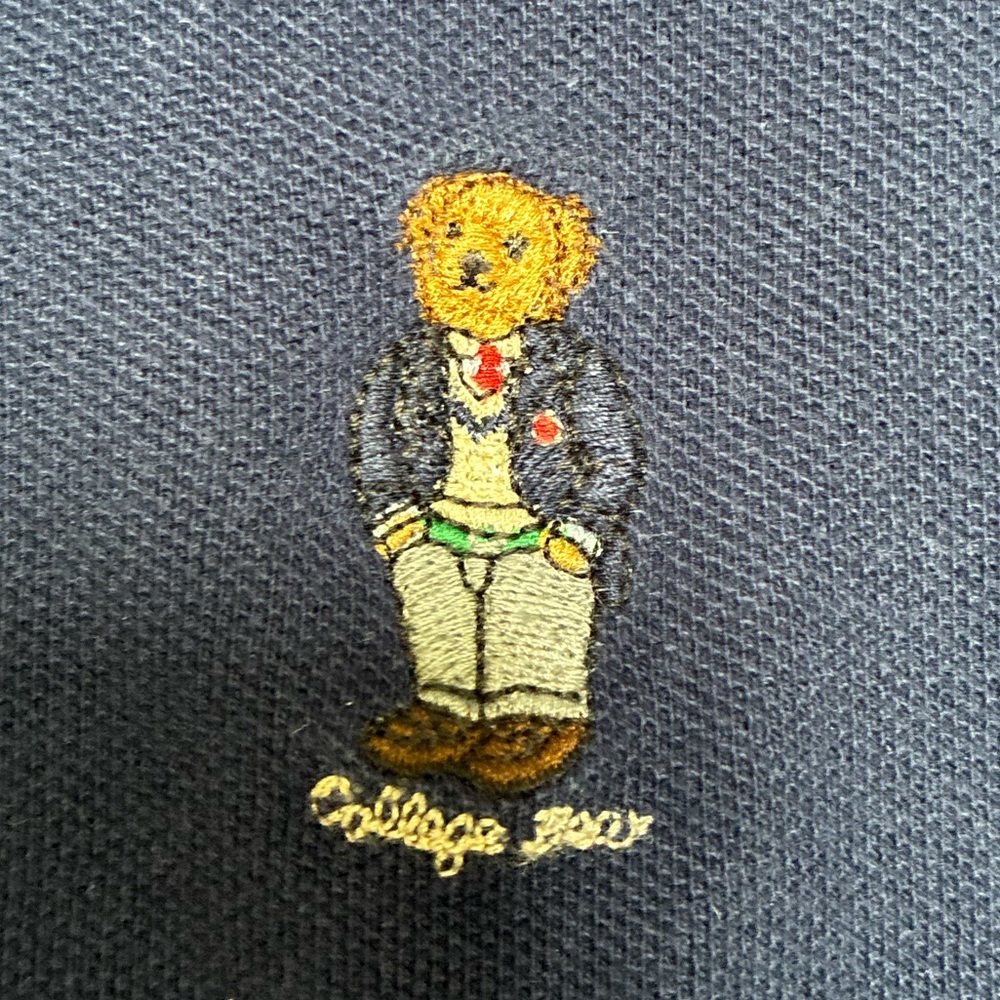 Ralph Lauren Navy Short-Sleeve College Bear Polo Size Large Custom Slim Fit